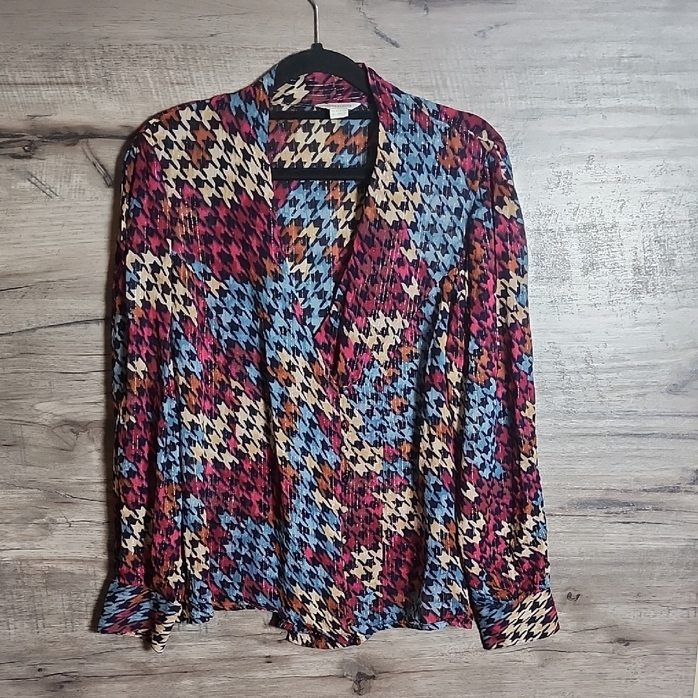 Monsoon Jewel Tone Houndstooth Blouse